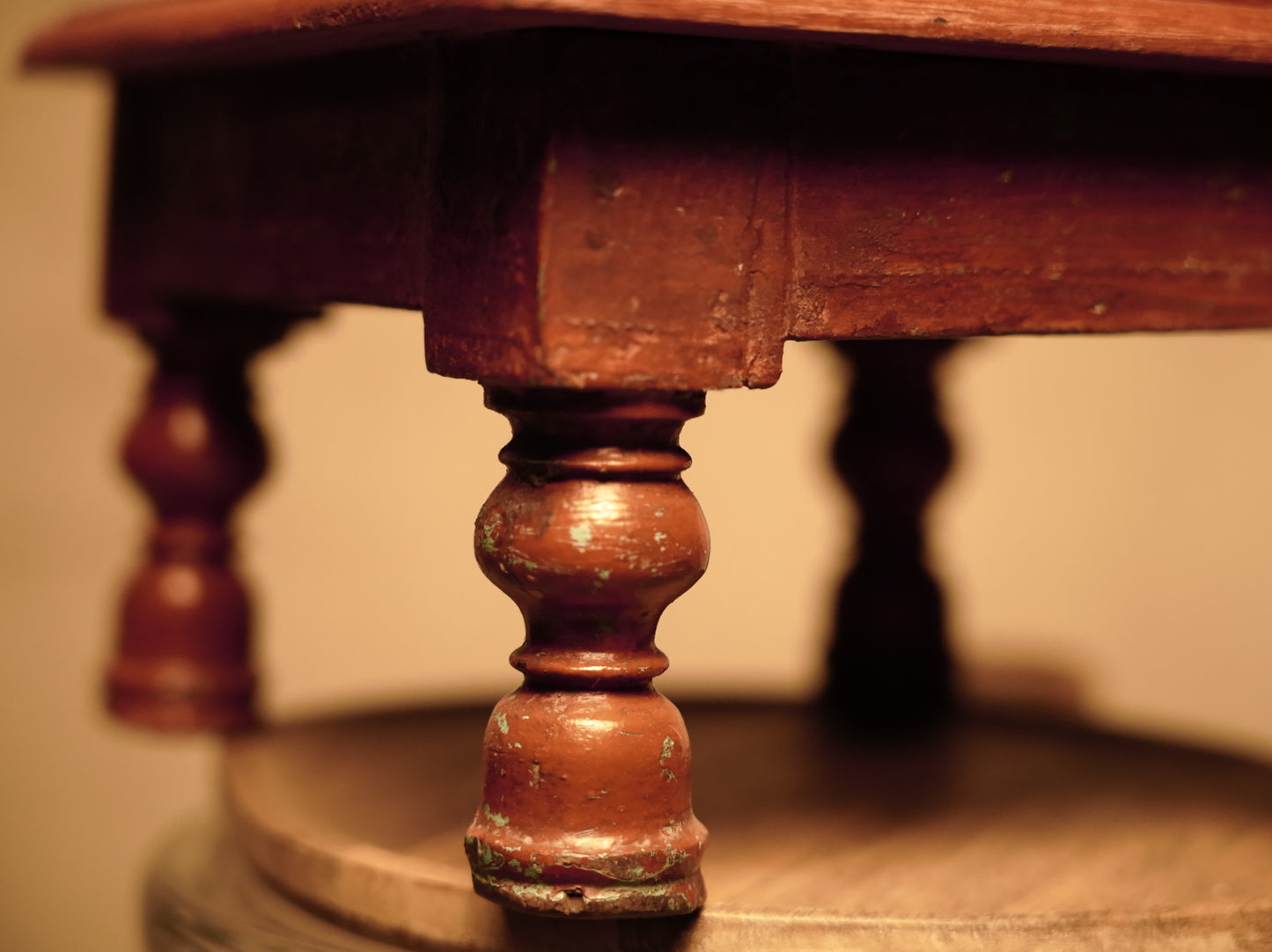 Vintage rustic turned wood side table