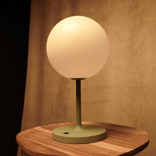 Rechargeable Battery Operated LED Luminous Ball Table Lamp - Japandi Style