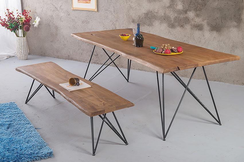 Mesa de comedor 180x90 de madera de acacia estilo nórdico núm. 74