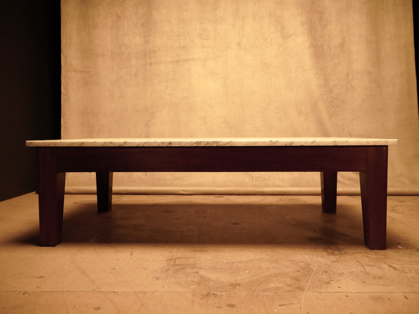 Colonial Style Teak and Marble Living Room Table