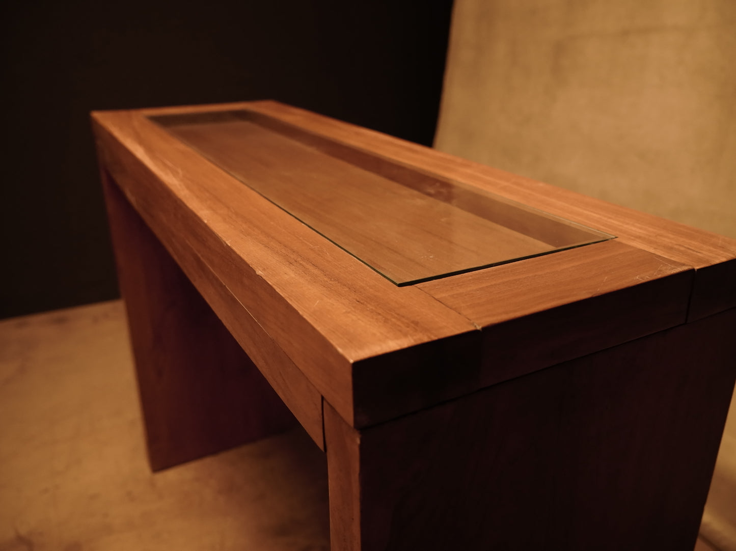 Wooden and glass hall console