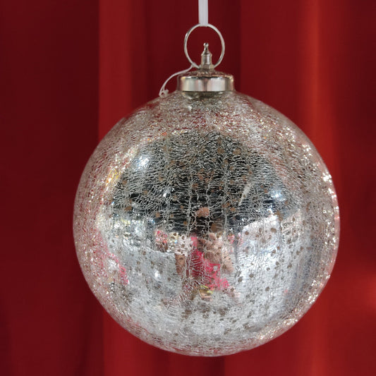 Silver crackled glass ball