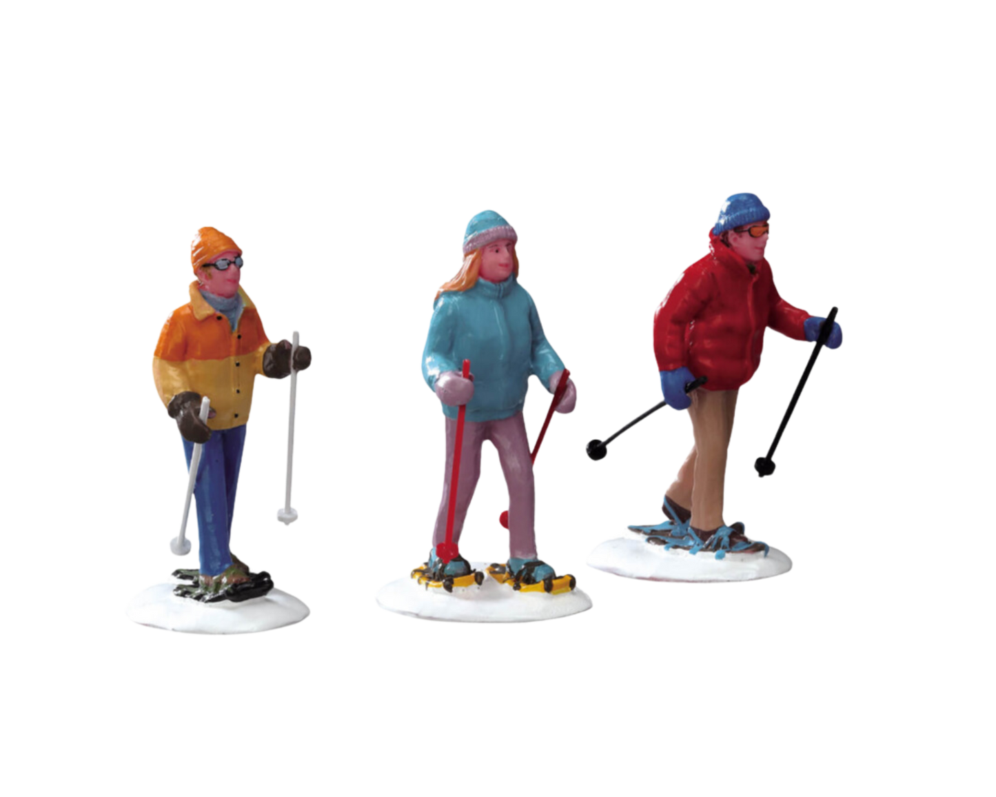 Figuras navideñas de Caminantes con raquetas de nieve