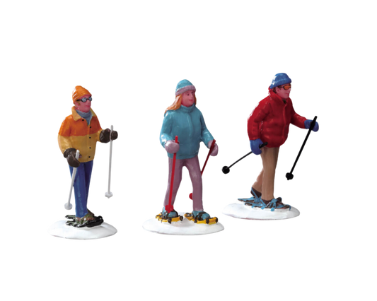 Figuras navideñas de Caminantes con raquetas de nieve