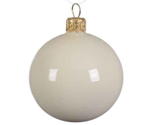 6x 8cm Plain White Matte Wool Glass Christmas Ball