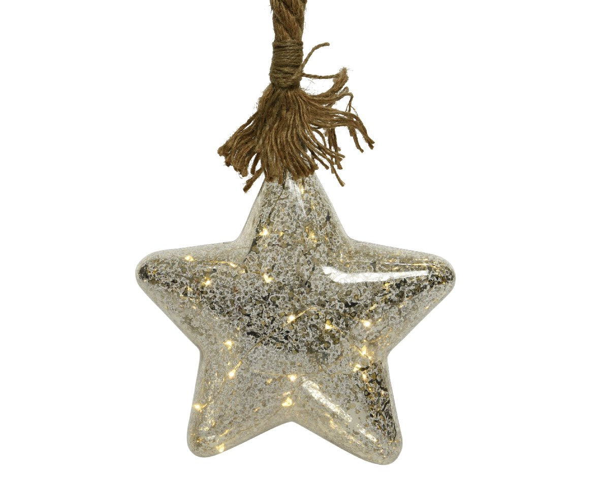 Estrella de luces decorativa craquelada 20cm-15L