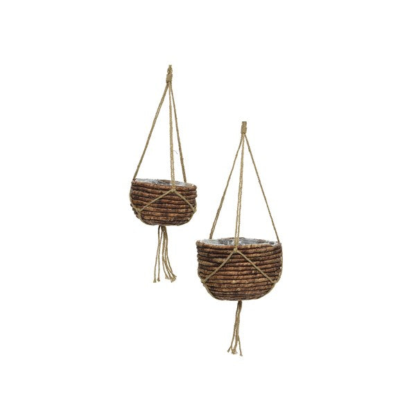 Boho style hyacinth hanging basket planter - in 2 sizes