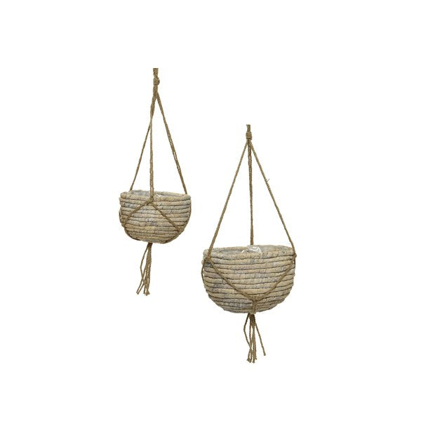 Boho style hyacinth hanging basket planter - in 2 sizes