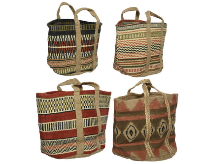 Basket flowerpot bag type Kilim fabric and jute - various models