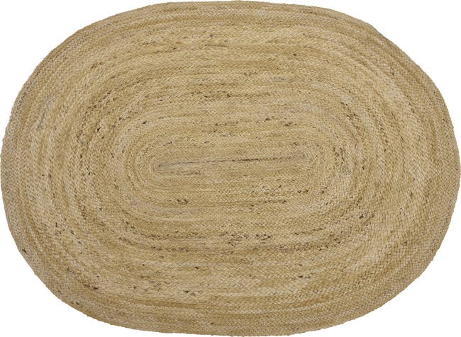 Alfombra de yute natural 230x160 cm en forma ovalada