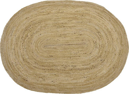 Alfombra de yute natural 230x160 cm en forma ovalada