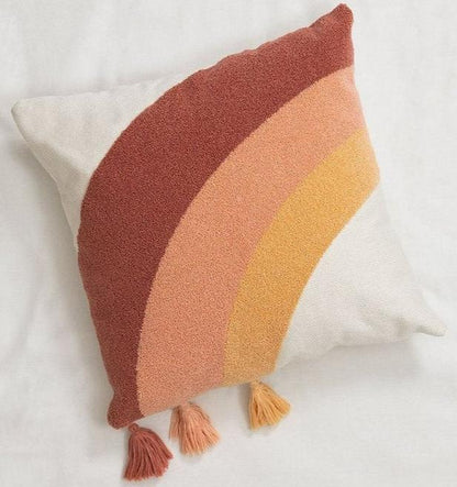 Cojín cuadrado 45x45 cm de algodón – Estilo ecléctico con diseño boho arcoíris