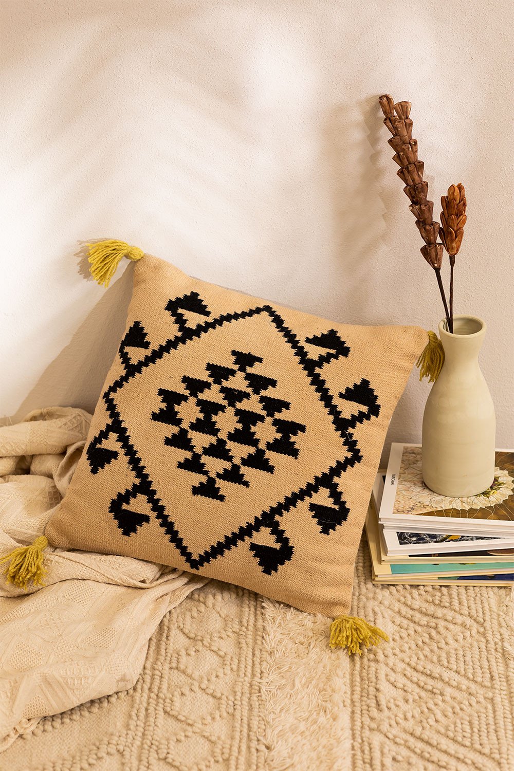 Cotton Cushion with Geometric Design