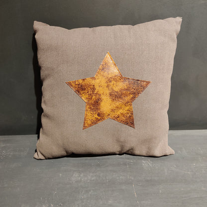 Decorative Cushion for Interiors - Leather Star Design