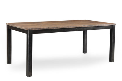 Mango wood and metal industrial style dining table