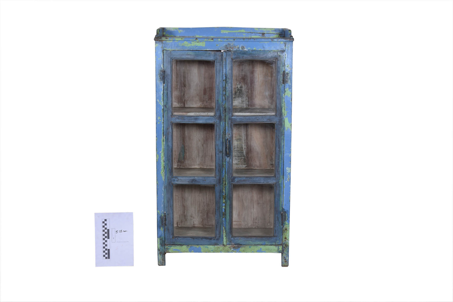 Vitrina de madera antigua azul vintage 130x75 núm. 38
