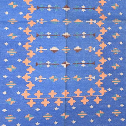 Ethnic Blue Cotton Rug