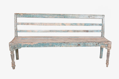Banco de madera blanco y azul vintage 178x50x90cm núm. 63