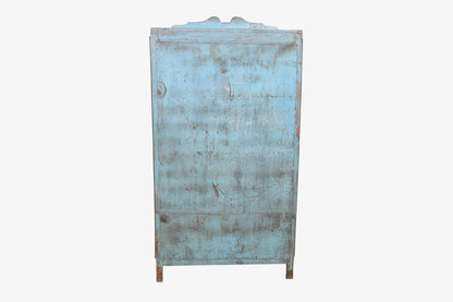 Vitrina de teca antigua azul estilo vintage 145x77cm núm. 89